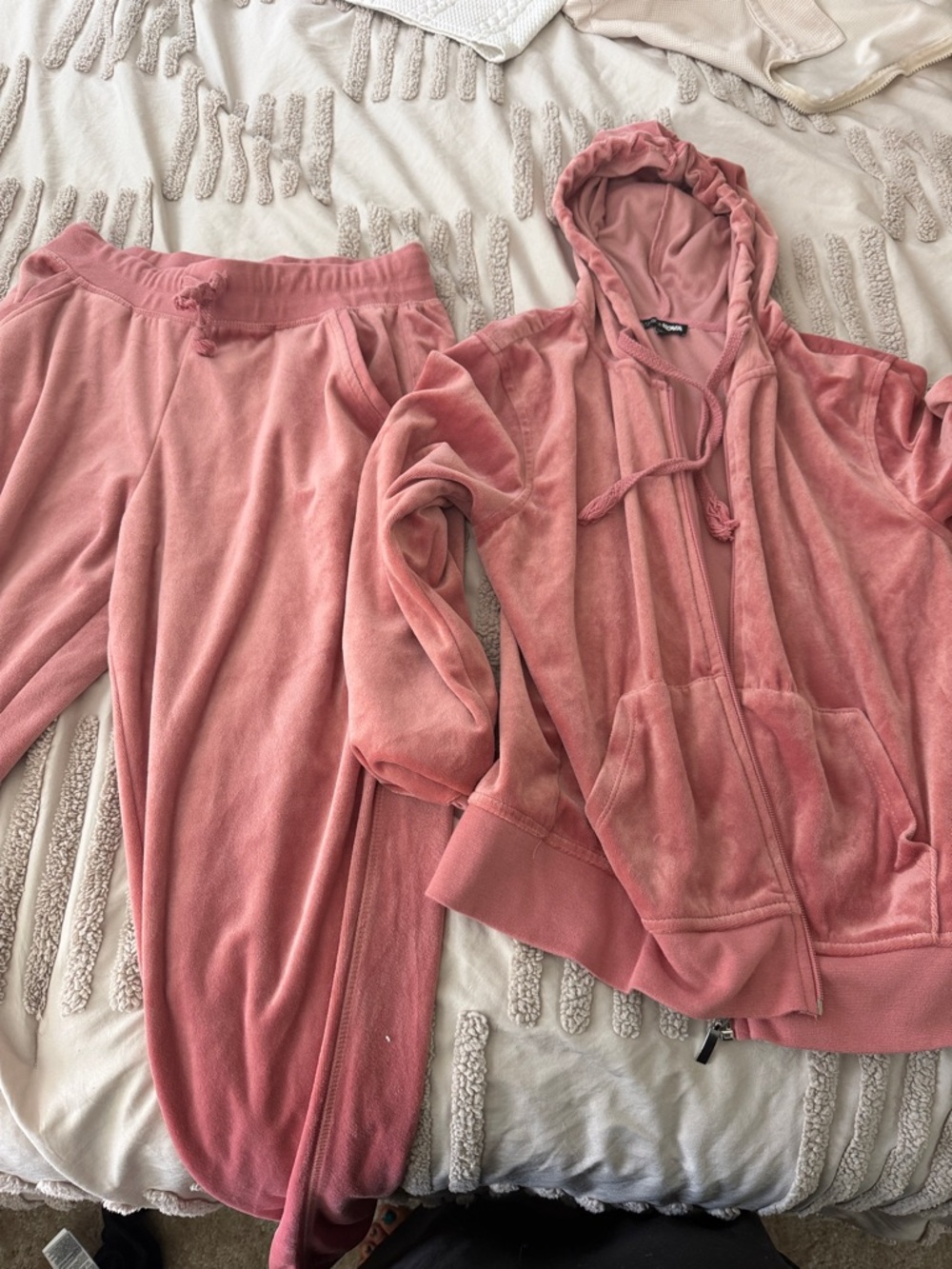Fashion Nova Pink Velour Jumpsuit Set